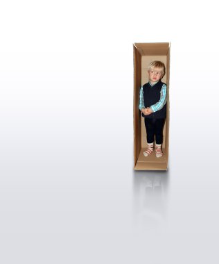 Kid in the box clipart