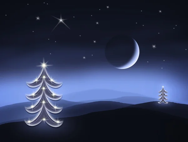 Arbre de Noël la nuit — Photo