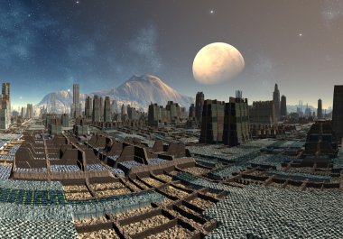 sudor - fantezi gezegeni Bölüm 02 üzerinde uzaylı cityscape