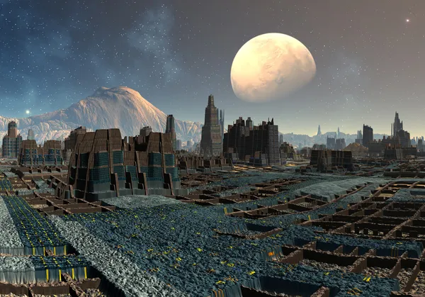 Alien Cityscape on Sudor - Fantasy Planet Part 01 — Stock Photo, Image