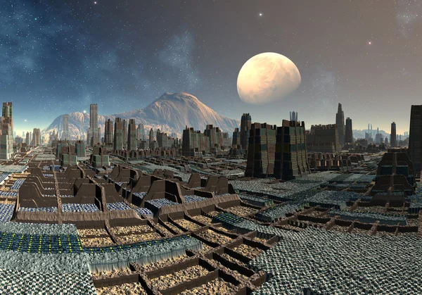 Alien Cityscape em Sudor - Fantasy Planet Parte 02 — Fotografia de Stock