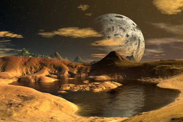 Lua Amarela - Planeta alienígena -01 — Fotografia de Stock