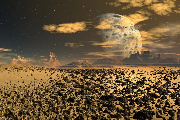 Gelber Mond - außerirdischer Planet -02 — Stockfoto