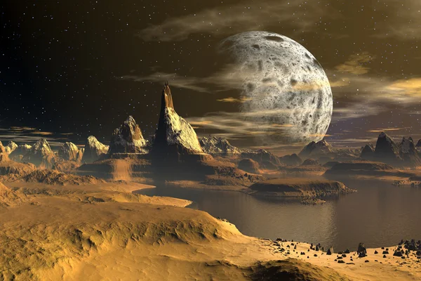 Żółty księżyc - obcej planety-04 — Zdjęcie stockowe