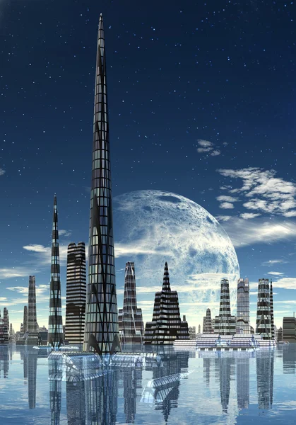 Fictieve stad skyline 01 optie een — Stockfoto