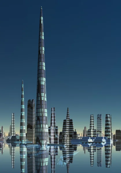 Fictional City Skyline 01 Option C — Stock Photo, Image