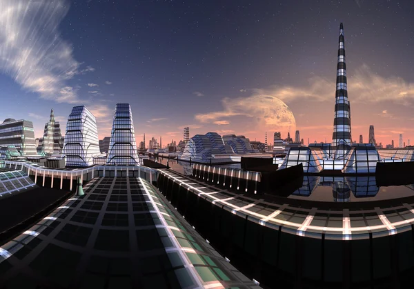 Вымышленный город Skyline 02 Вариант А — стоковое фото