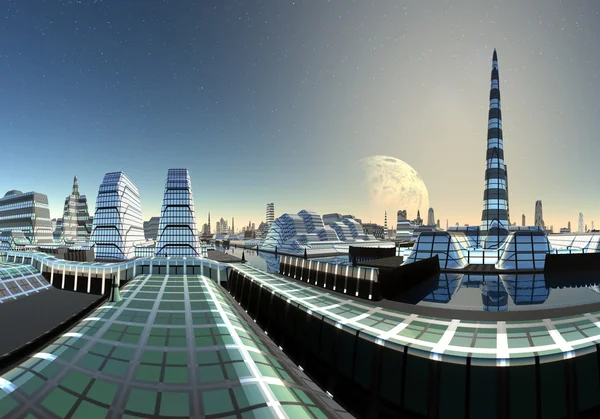 Вымышленный город Skyline 02 Вариант B — стоковое фото