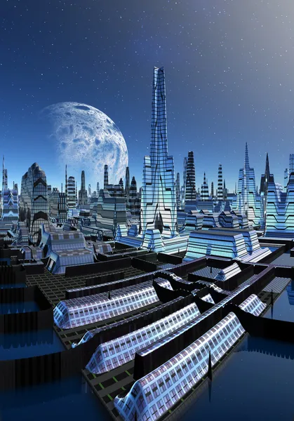 Вымышленный город Skyline 06 Вариант B — стоковое фото