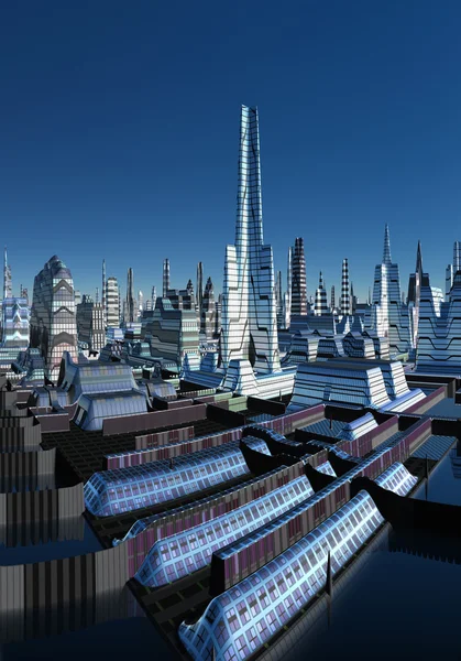 Fiktiv stad skyline 06 alternativ c — Stockfoto