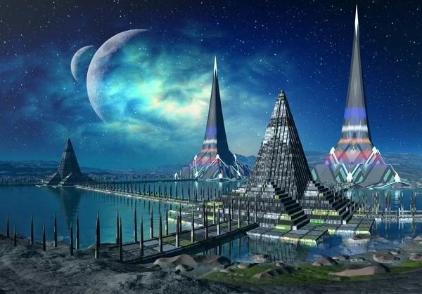 Las torres de Gremor - Planeta Extraterrestre 01 — Foto de Stock