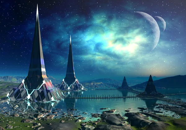Las torres de Gremor - Planeta Extraterrestre 03 — Foto de Stock