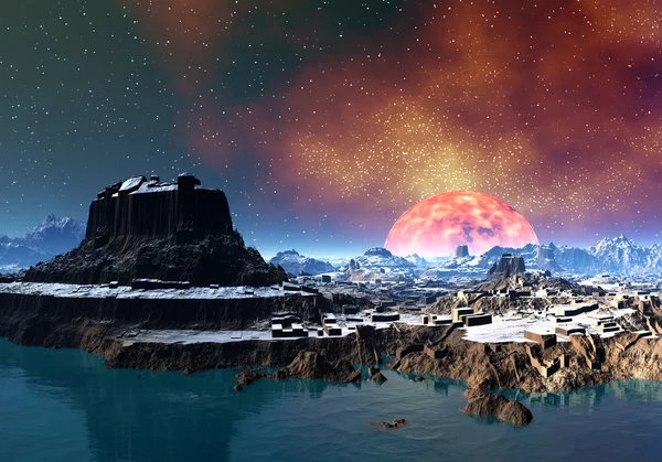 Fantasy planet nära en sön 01 — Stockfoto
