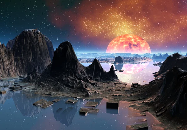 Fantasy planet poblíž slunce 05 — Stock fotografie