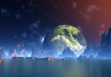 Fantasy Scene - Dragon Moon 03 clipart