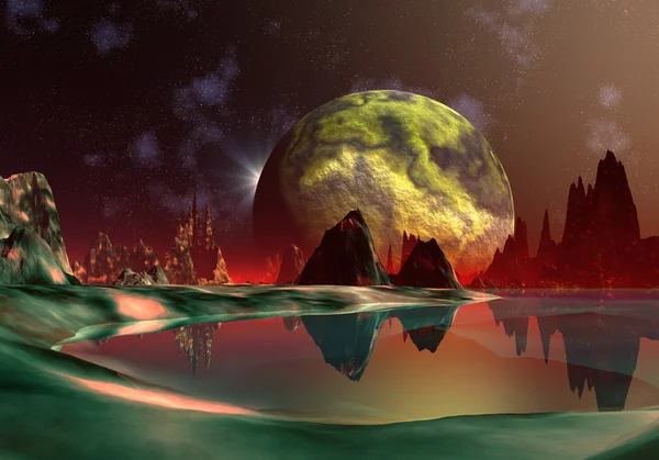 幻想的现场 — — 龙月亮 01 — 图库照片