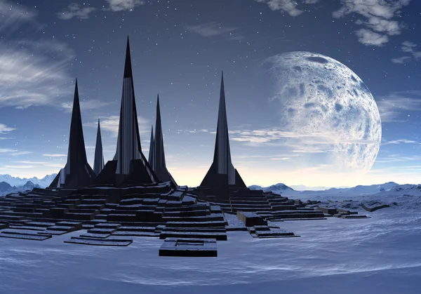 Rocket City em um planeta alienígena 01 — Fotografia de Stock