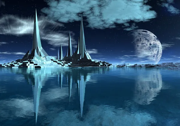 Rocket City em um planeta alienígena 04 — Fotografia de Stock