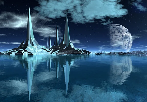 Rocket City on an Alien Planet 04 — Stock Photo, Image