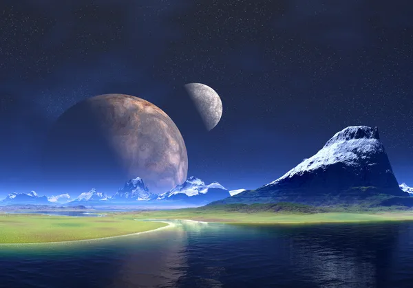 Neomas księżyce obcych krajobraz 01 — Zdjęcie stockowe