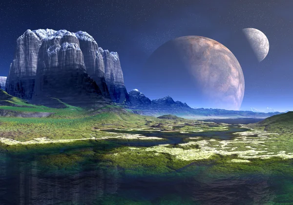Neomas Moons Alien Landscape 03 — Stock Photo, Image