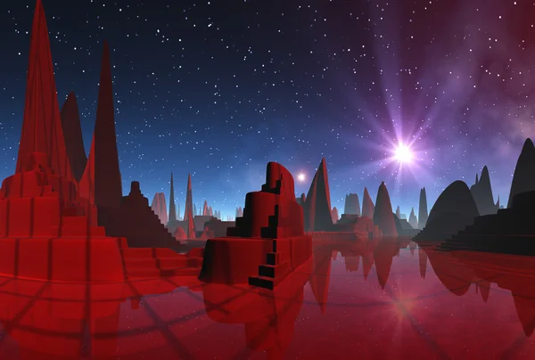Cidade alienígena vermelha — Fotografia de Stock