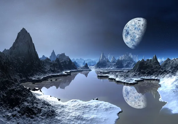 얼음 달-외계 행성 1 부 — 스톡 사진