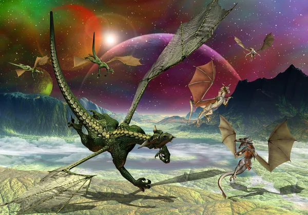 Dragons - fantasiewereld 04 — Stockfoto