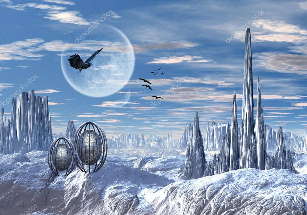 sci fi cities on ice planets