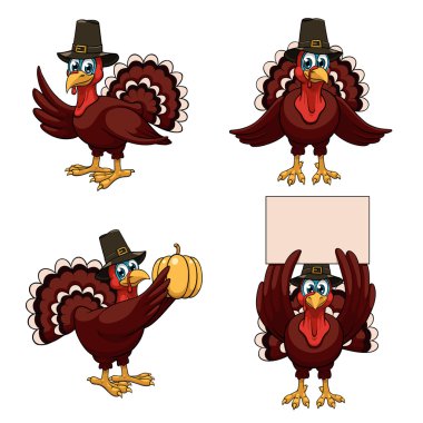 Thanksgiving turkeys set clipart