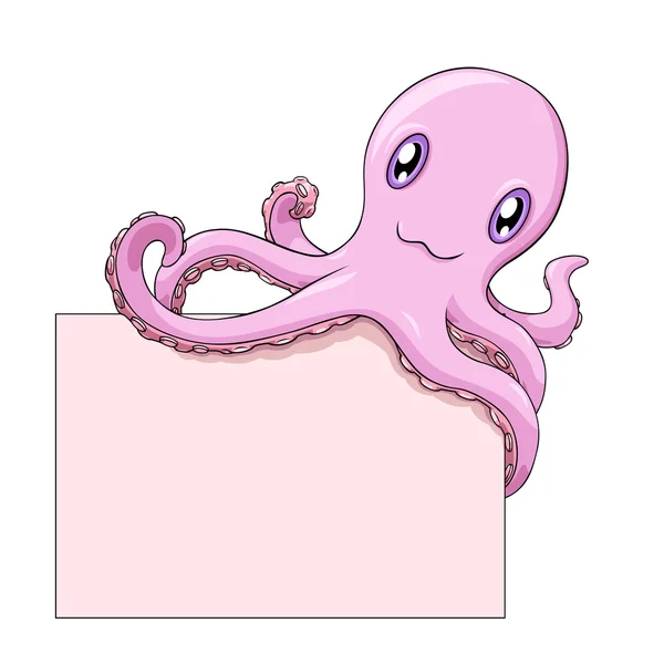 Octopus houdt een blanco — Stockvector
