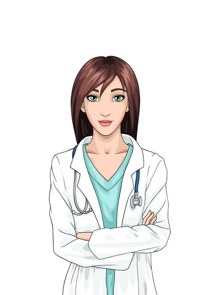 Enfermeira em fundo branco — Vetor de Stock