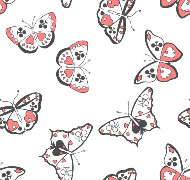 Butterflies suits seamless pattern clipart