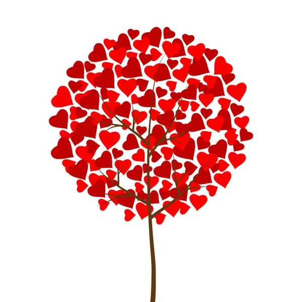 Corações vermelhos árvore de amor — Vetor de Stock