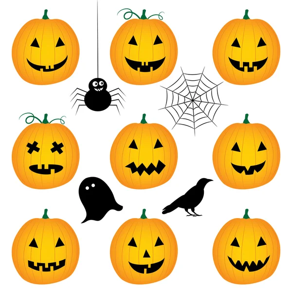 Zucche di Halloween ed elementi di design — Vettoriale Stock