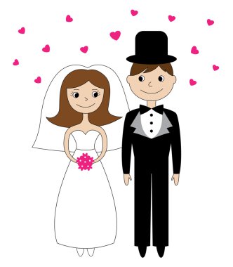 Bride and groom vector illustration clipart