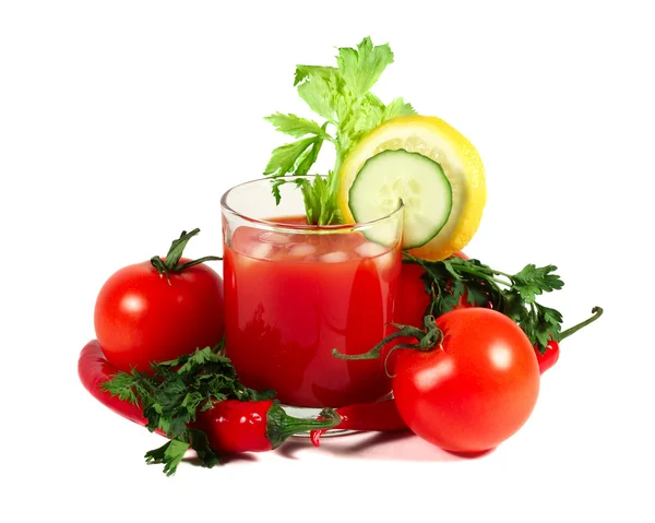 Tomatensaft und Gemüse — Stockfoto