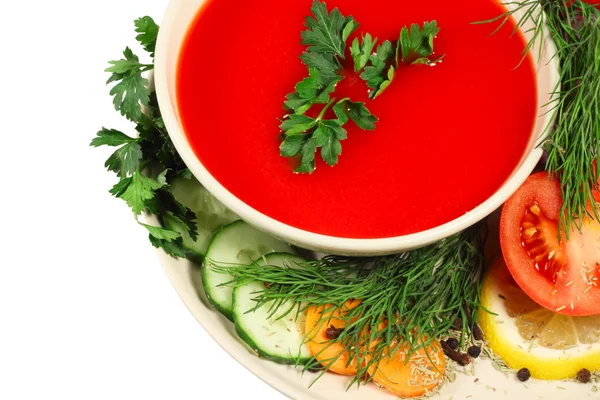 Tomatensuppe mit Gemüse — Stockfoto