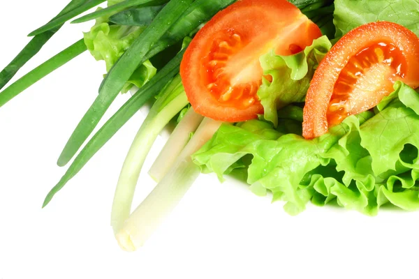 Frischer Gemüsesalat auf weißem Teller — Stockfoto