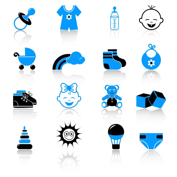 Baby clothing and accessories icons — Stock Vector