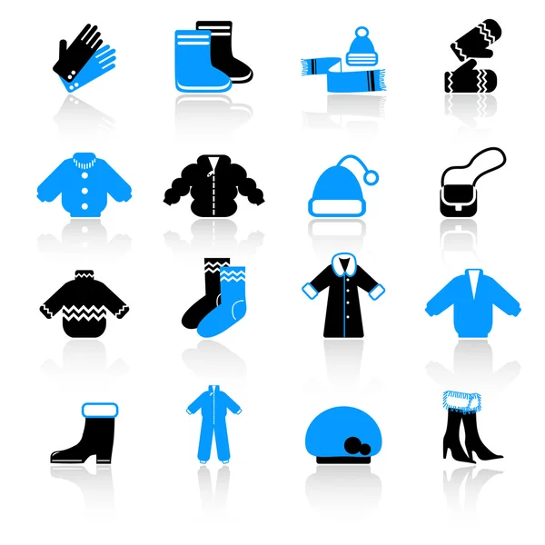 Ícones de roupas de inverno — Vetor de Stock