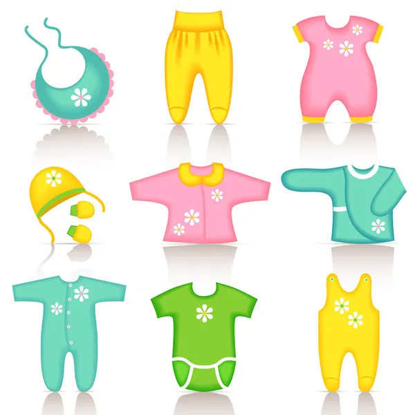 Ícones de roupas de bebê — Vetor de Stock