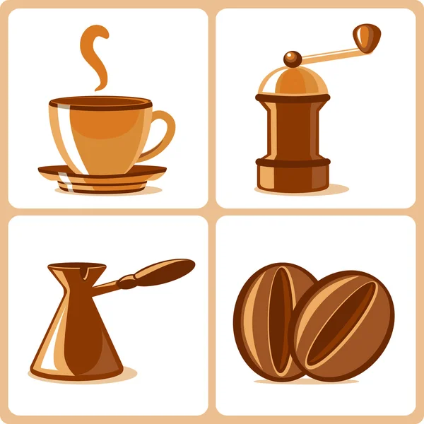 Kahve ve aksesuarları simgeler — Stok Vektör