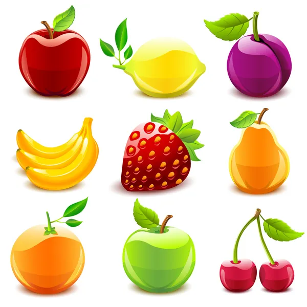 Set de frutas brillantes Ilustraciones De Stock Sin Royalties Gratis