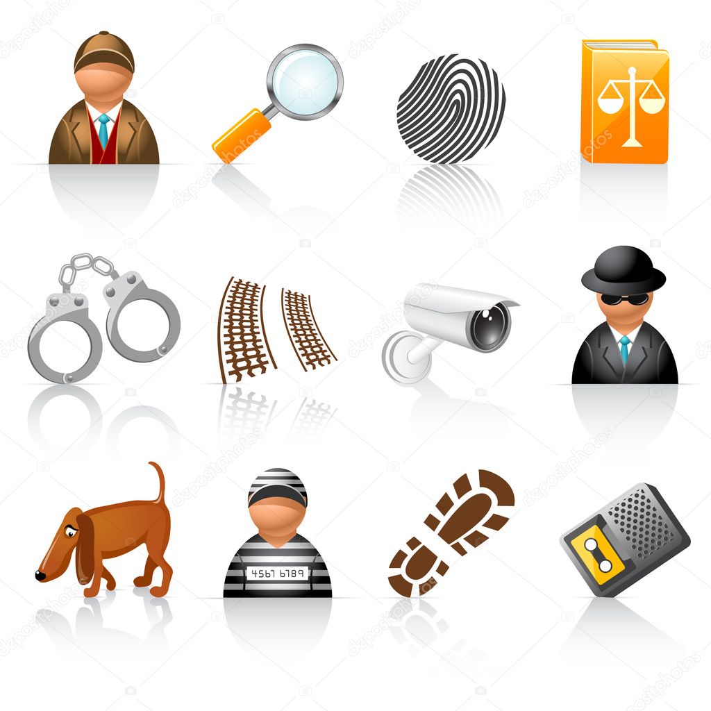 Icon set for detective agency