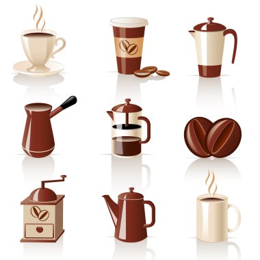 Coffee and accessories icons clipart