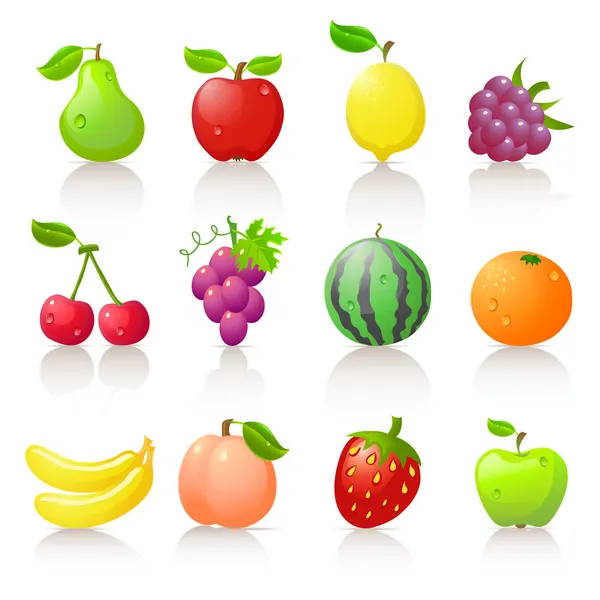 Iconos de frutas — Vector de stock