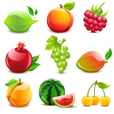 Glossy fruit set clipart