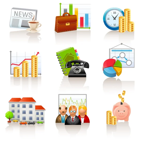 Bedrijfs- en financiële iconen — Stockvector