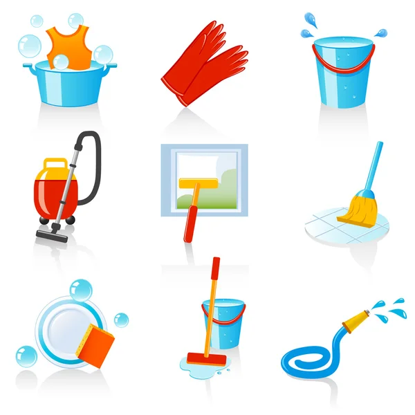 Icônes de nettoyage — Image vectorielle